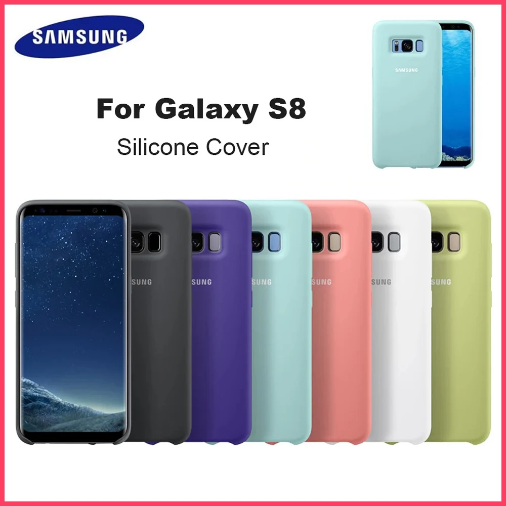 Original For Samsung Galaxy S8 Silicone Cover Silky and soft-touch finish Silicone Phone  Cover Shockproof