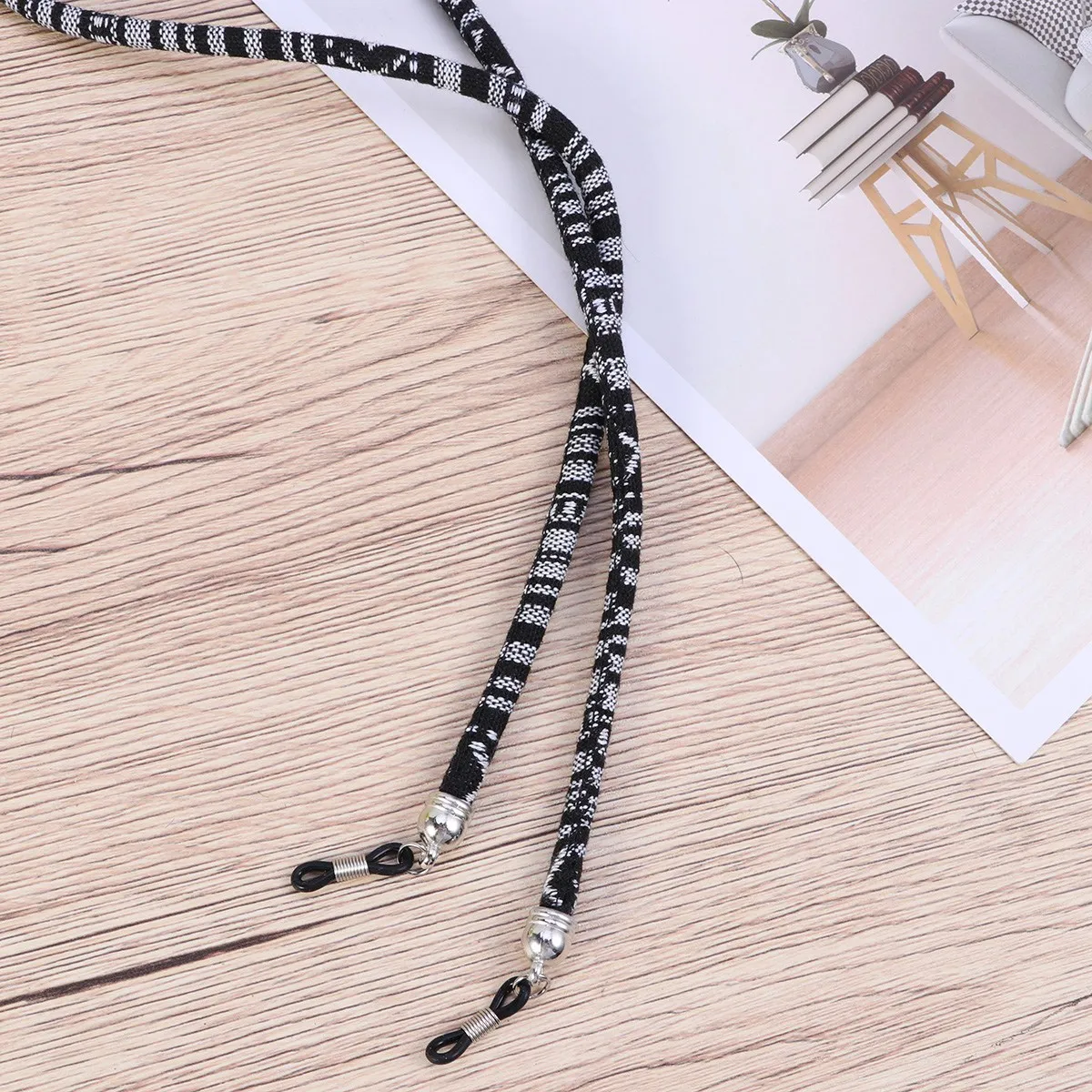 

Ethnic Style Eyeglass Holder Chain Cotton Wool Eyewear Retainer Mens Sunglasses Eyeglasses Strap (Black)