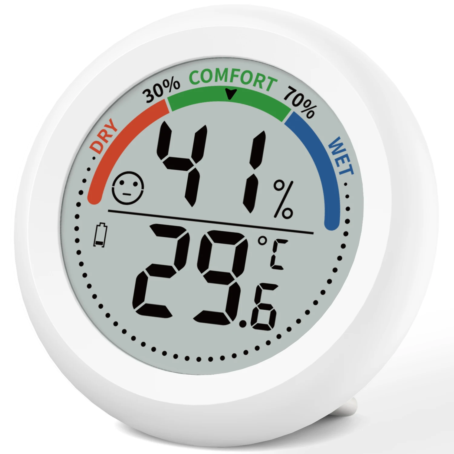 2 Inch LCD Round Hygrometer Thermometer Real-Time Temp Humidity Tester Magnetic Back Comfort Indicator Home Indoor Climate Gauge