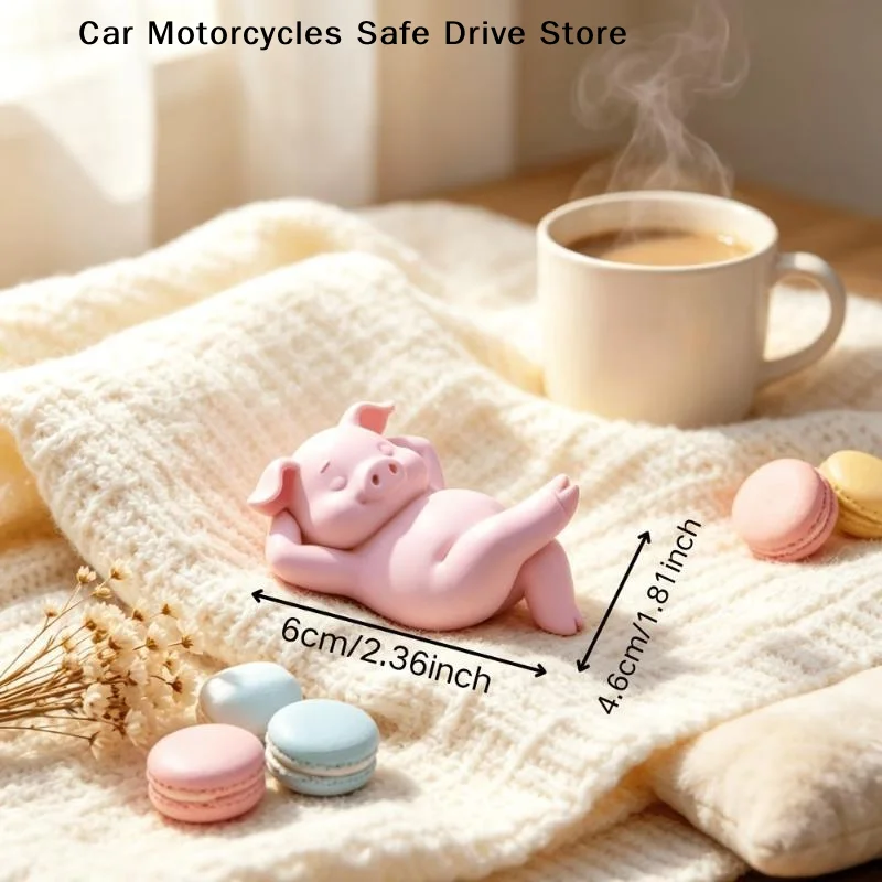 Cute Reclining Lazy Pink Pig Figurine 3D Print Mini Relax Piggy Statue Kawaii Desktop Ornament Home Bedroom BookShelf Decor Gift