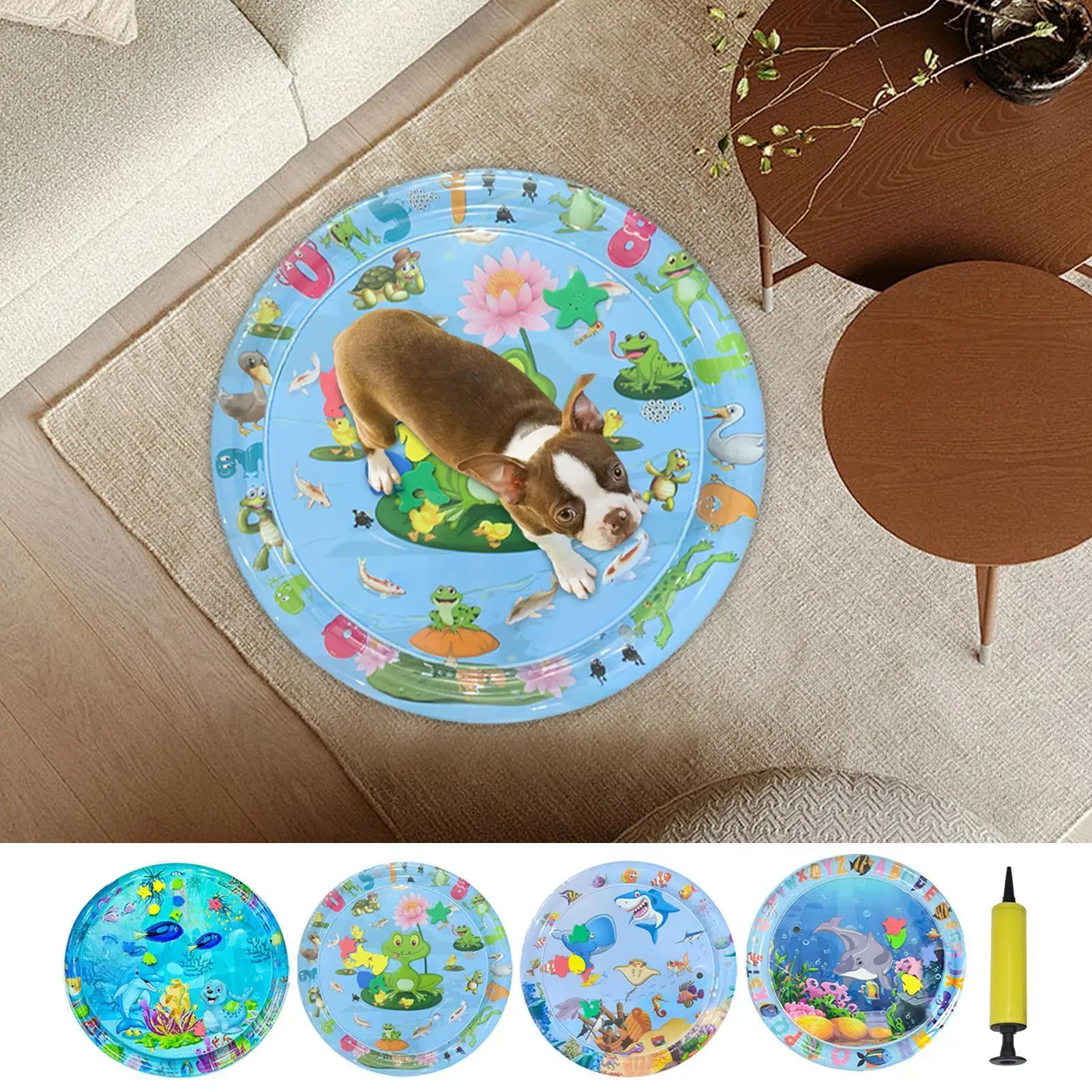 Pet Water Bed Water-Filled Thickened Water Mat For Cats With Pump Inflatable Pad Thickened PVC Leakproof Cooling For Pet Play