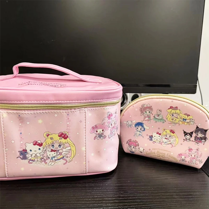 Cartoon Hello Kitty Cosmetics Case Anime Sanrio Shell Bag Kawaii Travel Portable Storagebag Cute Handheld Makeup Bag Gift