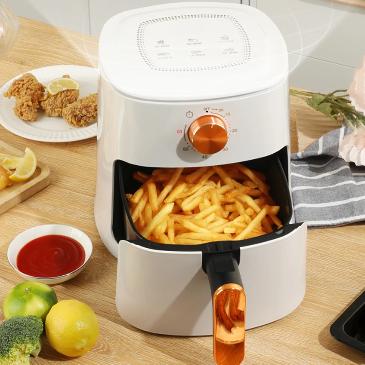 1pc Air fryer, electric fryer, oil-free fryer, with touch control, suitable for household sizes and kitchen cooking essentials