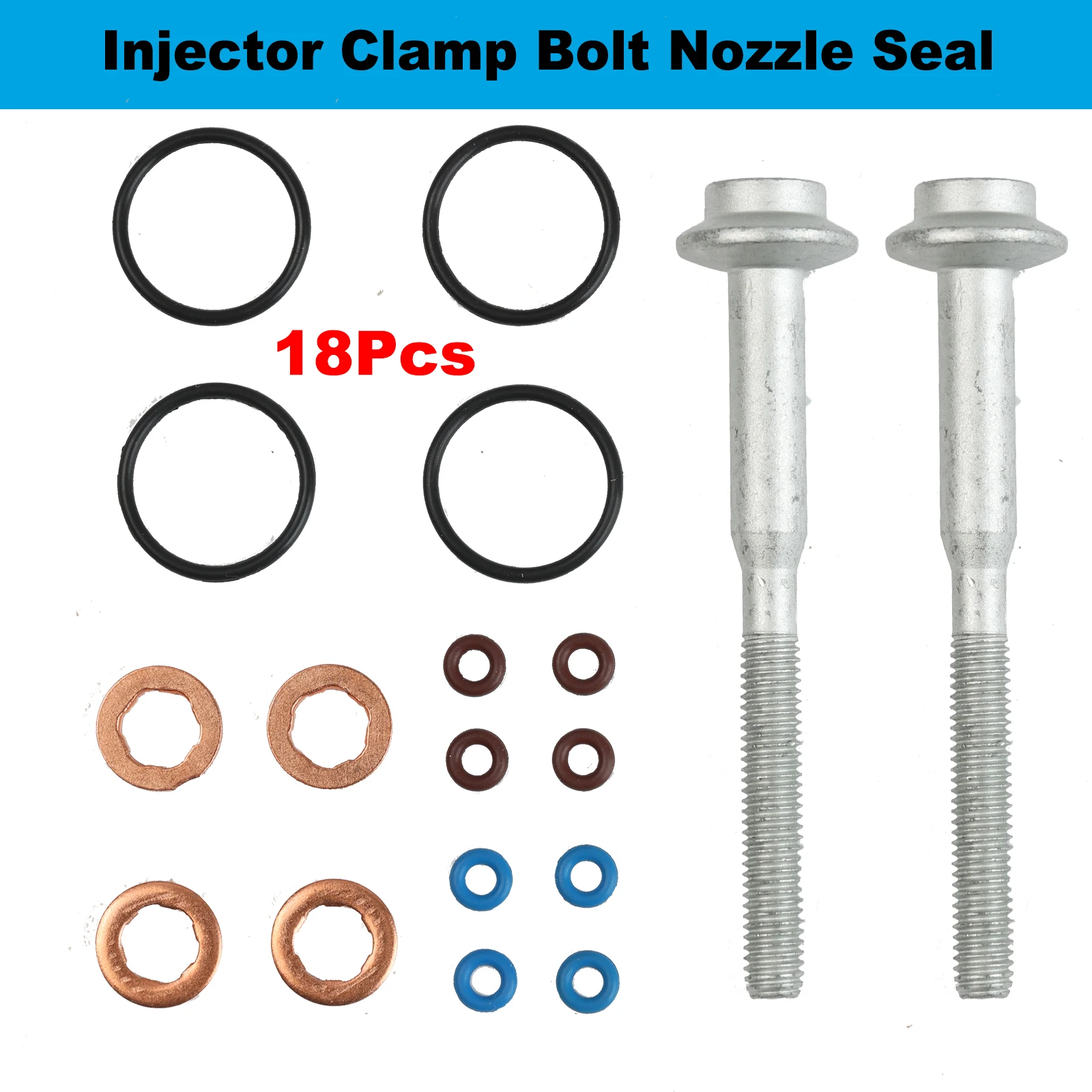 18pcs Injector Clamp Bolt & 4pcs Nozzle Seal Kit For VW Golf Jetta Passat Audi A1 A3 Skoda SEAT 1.6 TDi Car Accessories repair