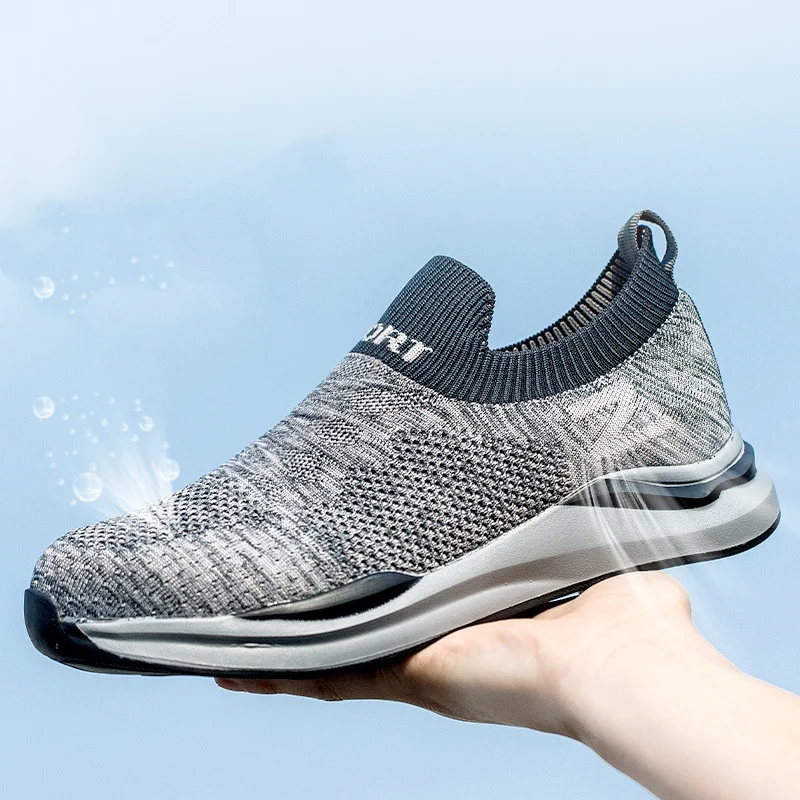 men casual breathable steel toe cap working safety shoes air mesh summer slip-on worker boots tooling security footwear protect