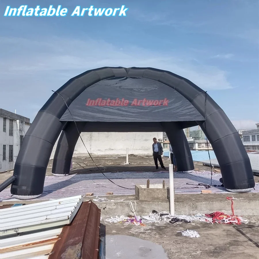 Tapón inflable para comprar tienda de campaña con cúpula de araña inflable negra tipo 4 patas para juguetes de fiesta y eventos