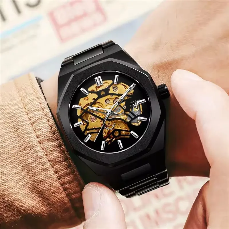 FORSINING 344D Mechanical Sport Design Bezel Fashion Watches Top Brand Luxury Montre Homme Clock Men Automatic Skeleton Watch