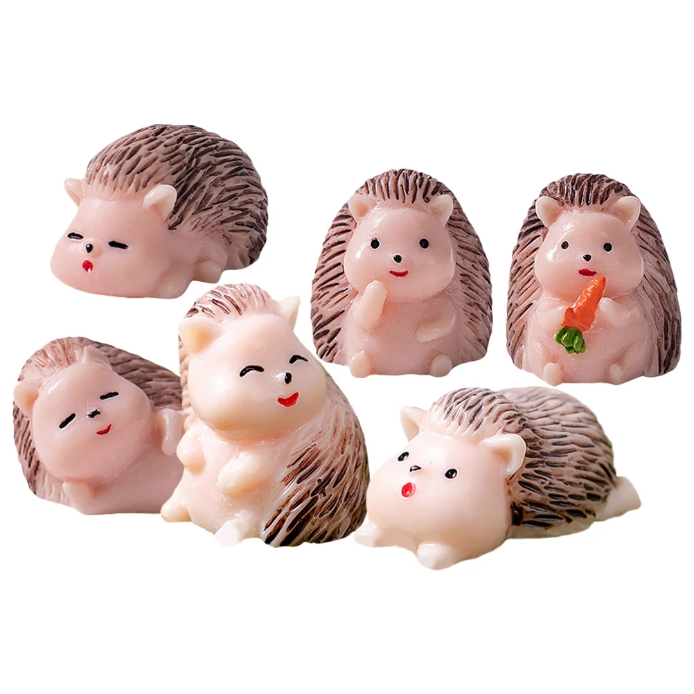 Figurines kasgehogs miniatures en pot pour l'artisanat, sculpture de carotte, jouet en résine, décoration de jardin intensifie, parure ouverte mignonne, 6 pièces