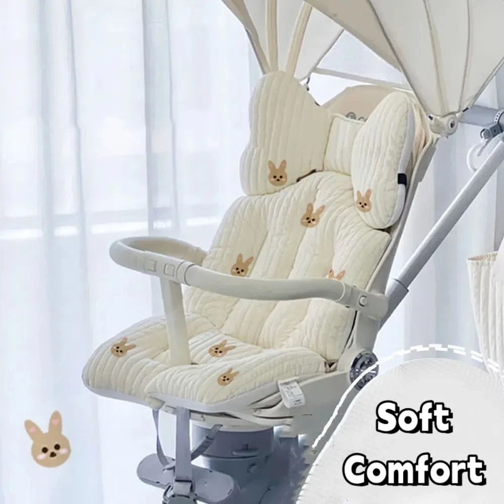 

Comfort Soft Stroller Seat Cushion Skin-friendly Bear Embroidery Baby Pram Cushion Infant Cute Seat Liner Pad