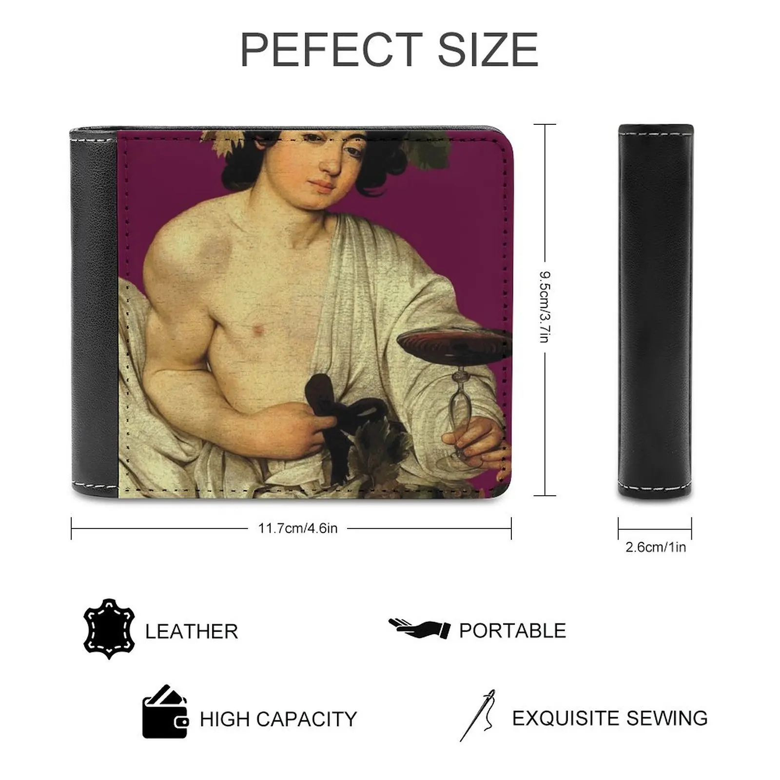 Bacchus Soft Men Wallets New Purse Credit Card Holders For Male Purses Men Wallet Bacchus Art History Baroque Caravaggio