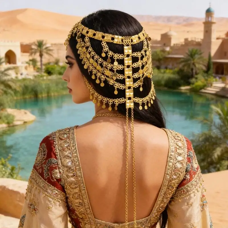 

Y3NE Удобная арабская металлическая цепочка с головкой монеты, ювелирные изделия для долгосрочного ношения, фестивали