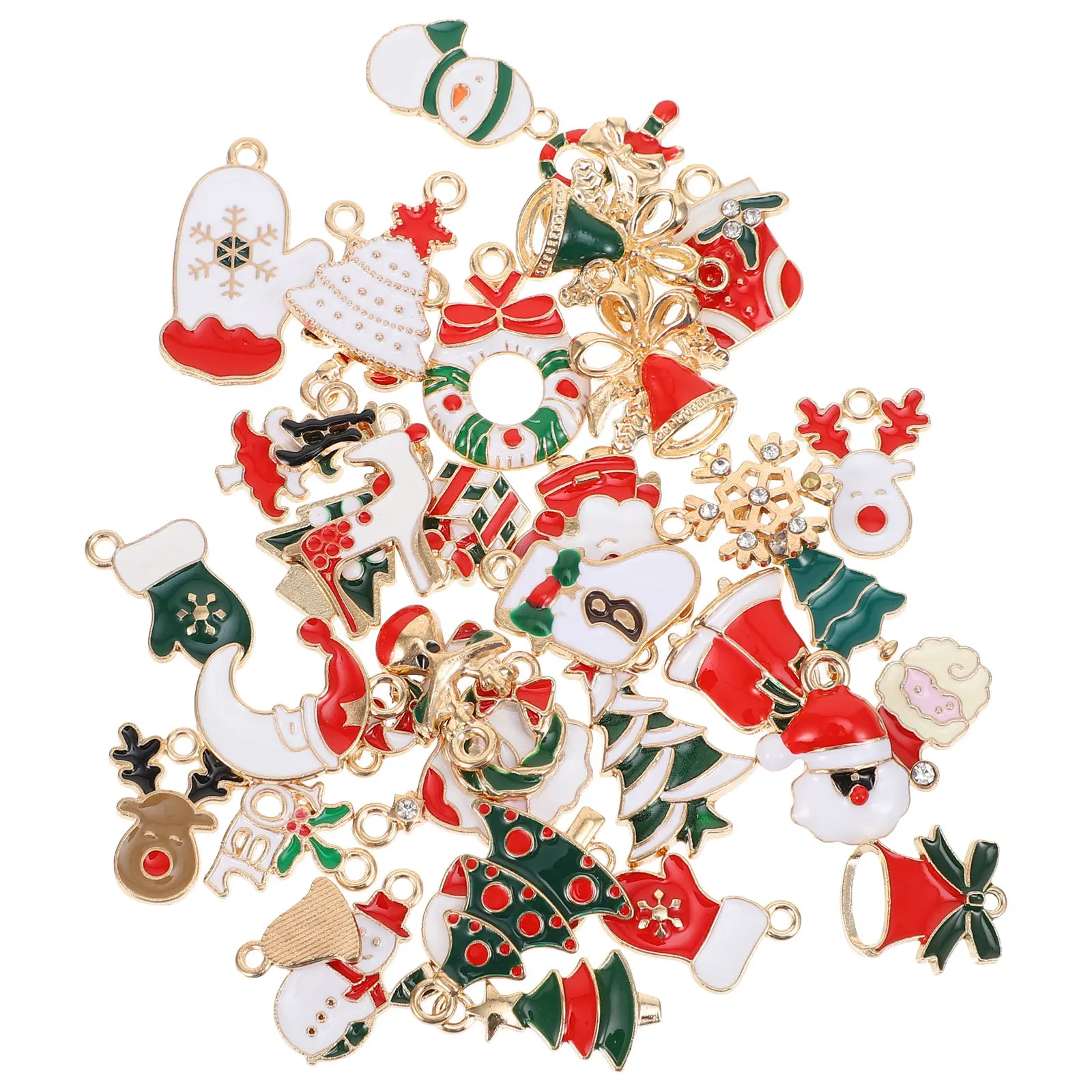 

38Pcs Christmas Alloy Pendants DIY Jewelry Accessories Xmas Design Charms for Bracelet Necklace Earrings Keychain Decoration