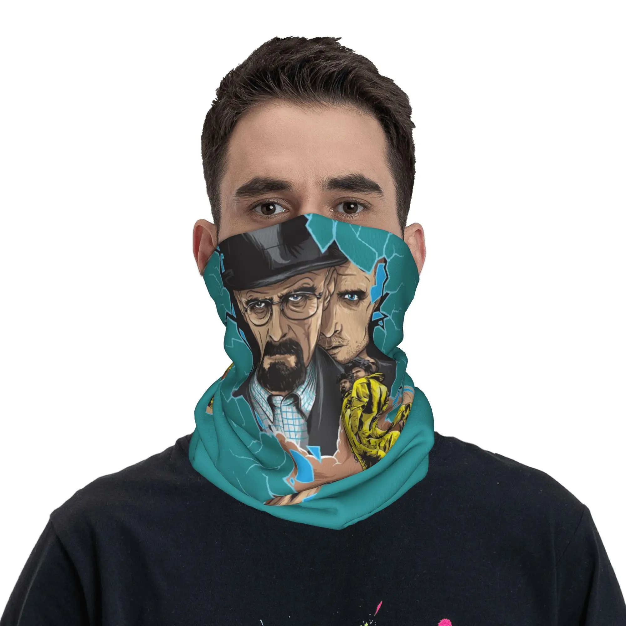 Custom Breaking Bad Poster Design Bandana Neck Warmer Women Men Winter Ski Hiking Scarf Gaiter Walter White And Jesse Pinkman view 4
