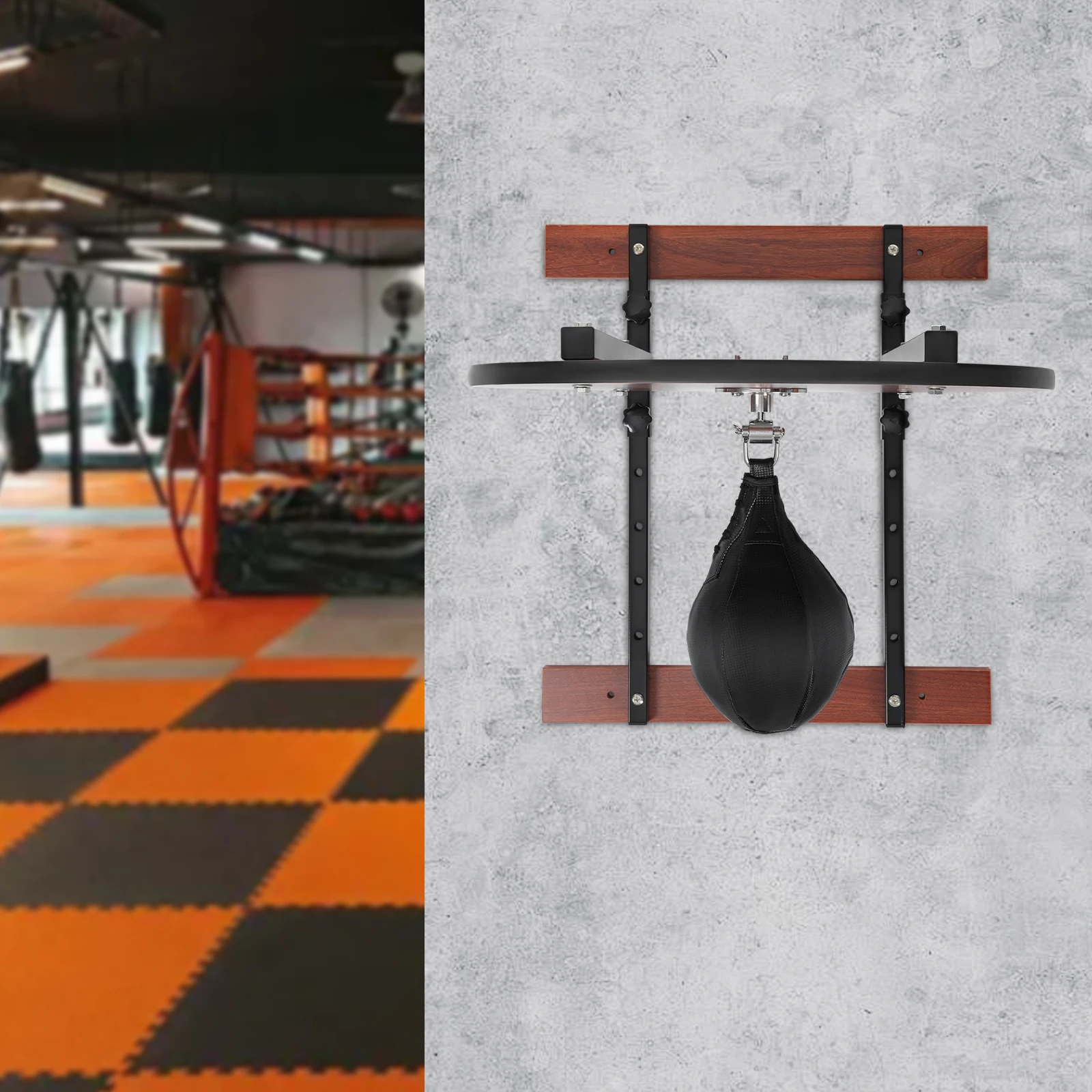 5-Level Height Adjustable Wall-Mounted Black Speed Bag, Sturdy Steel Build Supports up to 220 lbs, Perfect for Home Gym, Boxing Training & Combat Sports