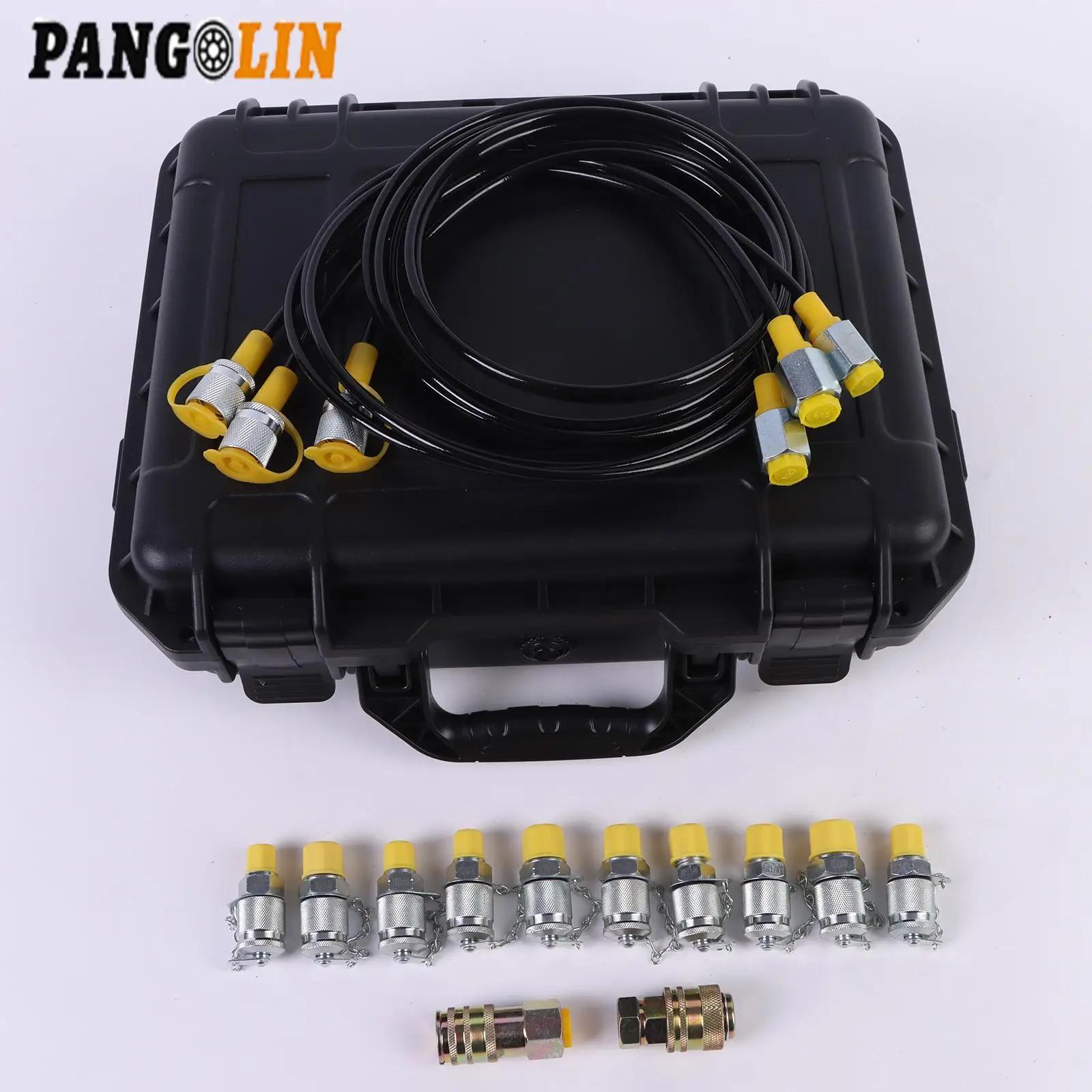 70MPA/10000PSI Digital Hydraulic Pressure Gauge Test Kit with 2 Pressure Gauges 3 Test Hoses&12 Couplings Gas for CASE Komatsu
