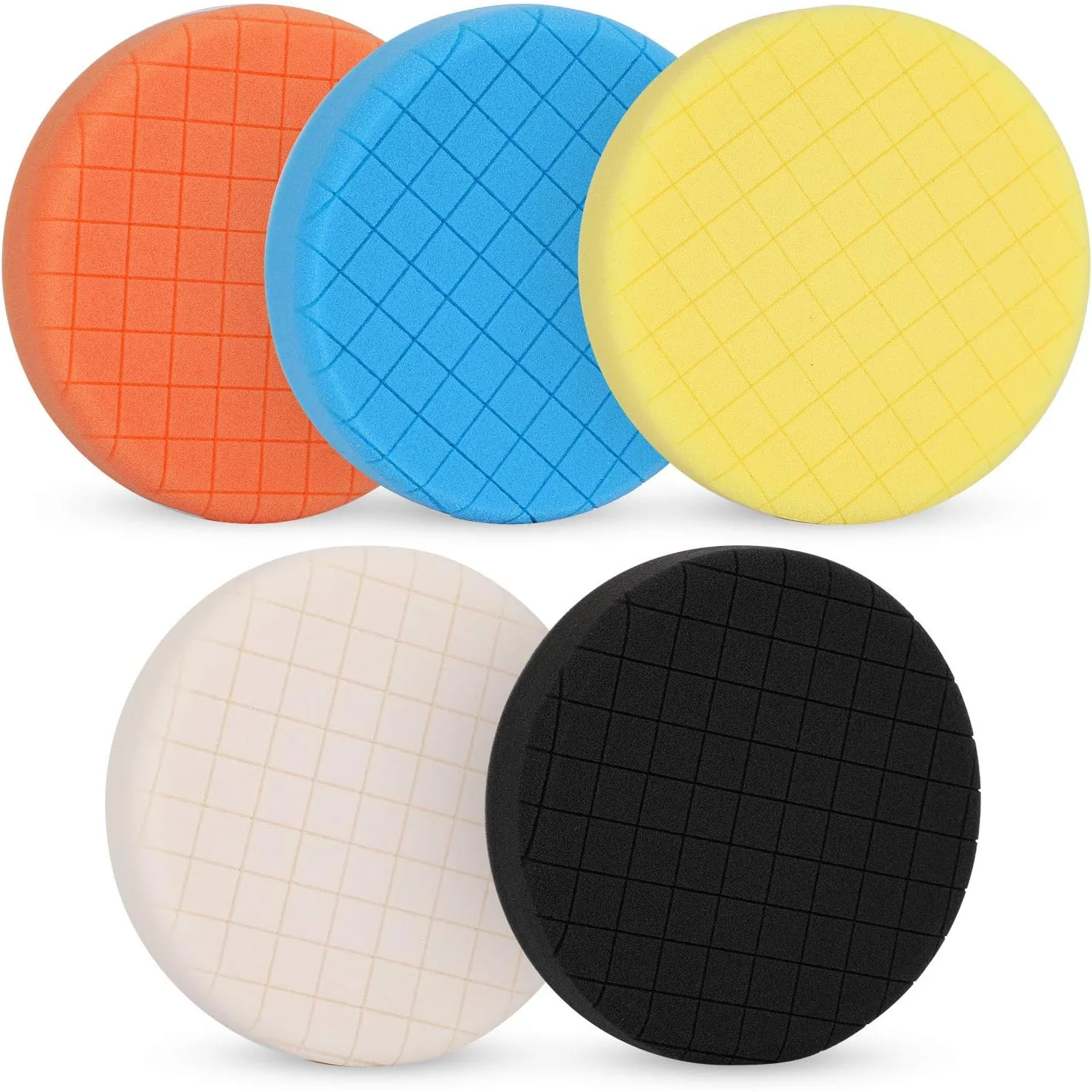 5 piezas de almohadillas de pulido de 6/5/4/3 pulgadas para paneles traseros, almohadillas de esponja de pulido compuestas para máquinas de pulido ligero de automóviles, utilizadas para compuestos