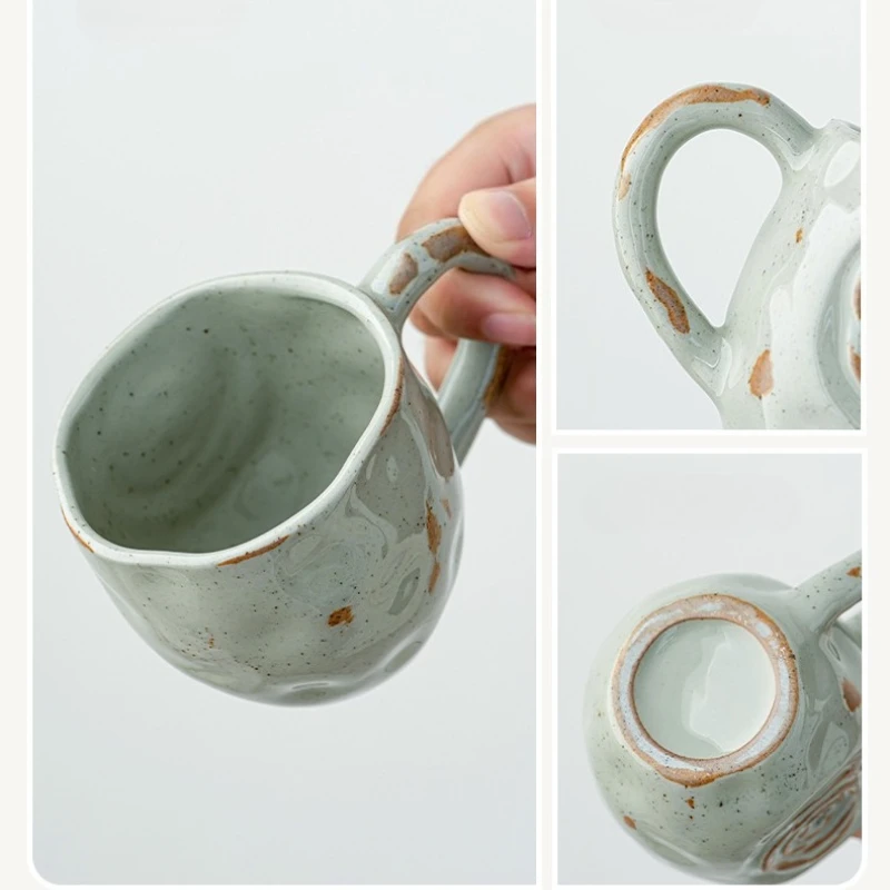 Japanese Rough Pottery Retro Coffee Mugs, Handmade Rose Ceramic Mug, High Aesthetic Afternoon Tea Cup, Birthday Gift Water Cups