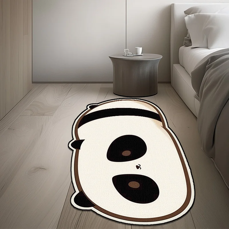 Cartoon Bedside Rug Decoration Bedroom Panda Carpet Irregular Floor Mat for Living Room Kids Room Non-Slip Baby Playmats Mat