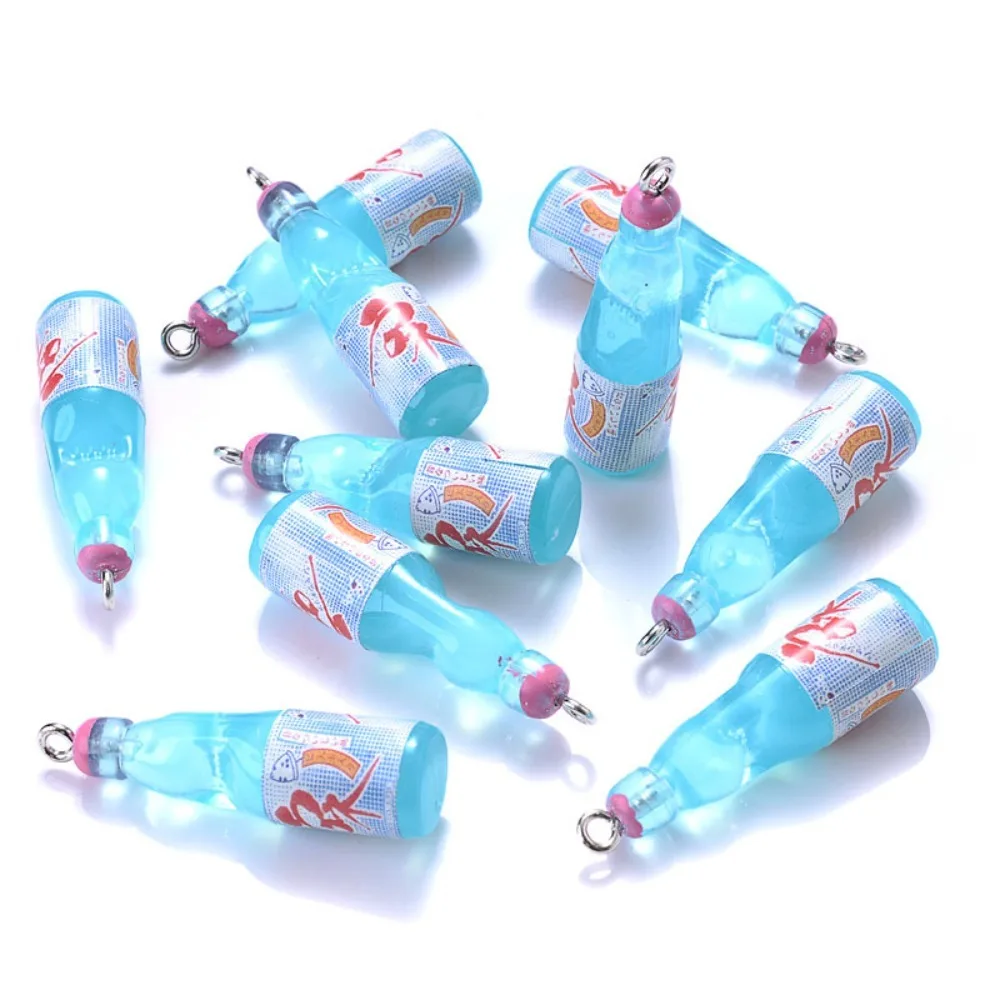 10Pcs Beverages Charms Juice Bottle Resin Pendant Resin Colorful Simulation Juice Drink Bottle Pendants Charms Mini