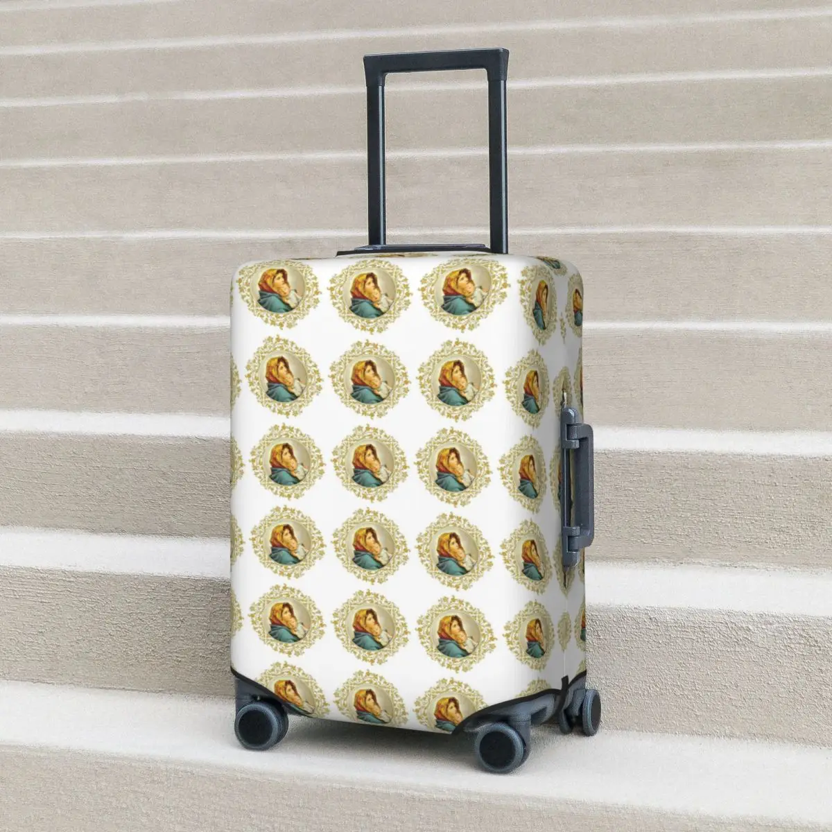 

Virgin Mary With Jesus Child Suitcase Cover Protection Elastic Travel Luggage Protector Covers for 18-32 Inch
