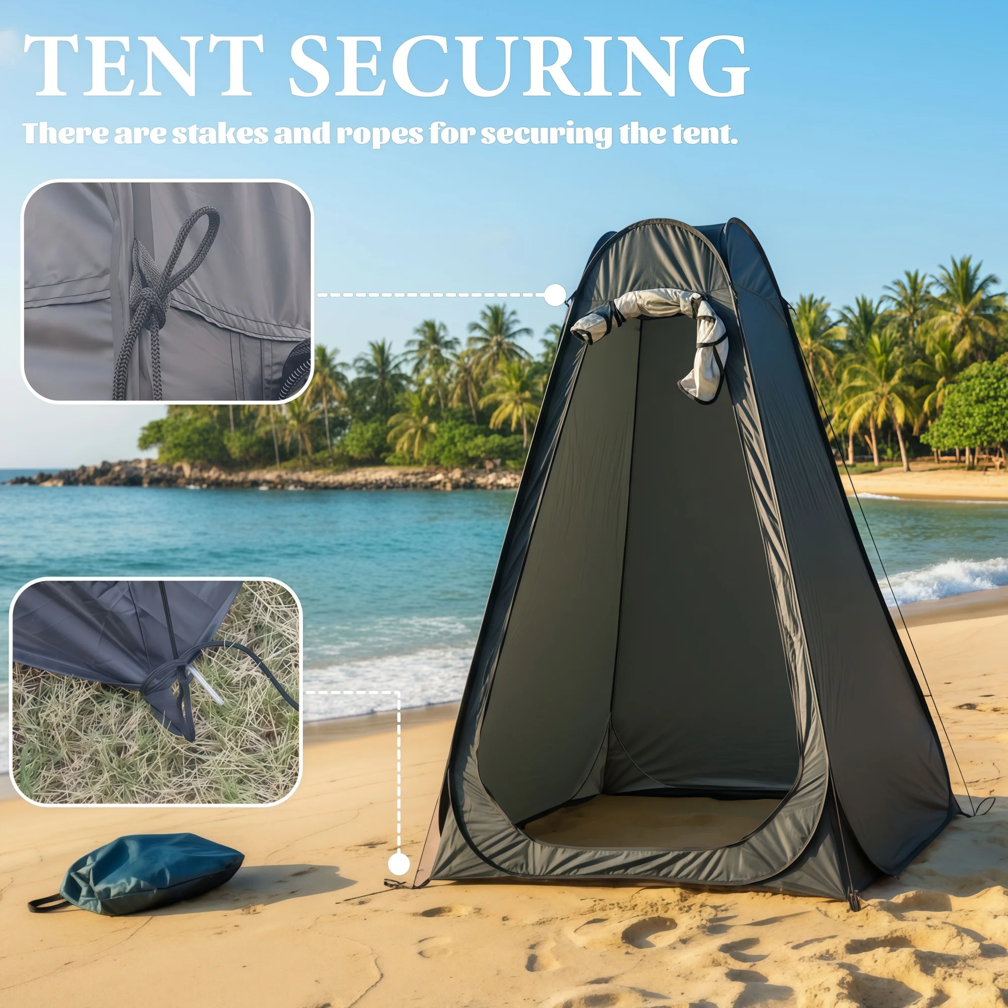 Pop-Up Portable Privacy Tent, Outdoor Shower Tent, Camping Toilet, Rain Shelter, Easy Setup, Foldable with Storage Bag