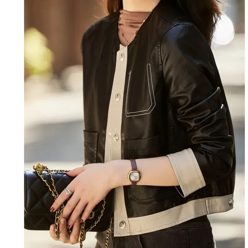 여성 가죽 재킷 라이트 럭셔리 우아한 스몰 프래그런스 숏 봄 가을 스타일 여성 재킷 웨스턴 패셔너블 재킷