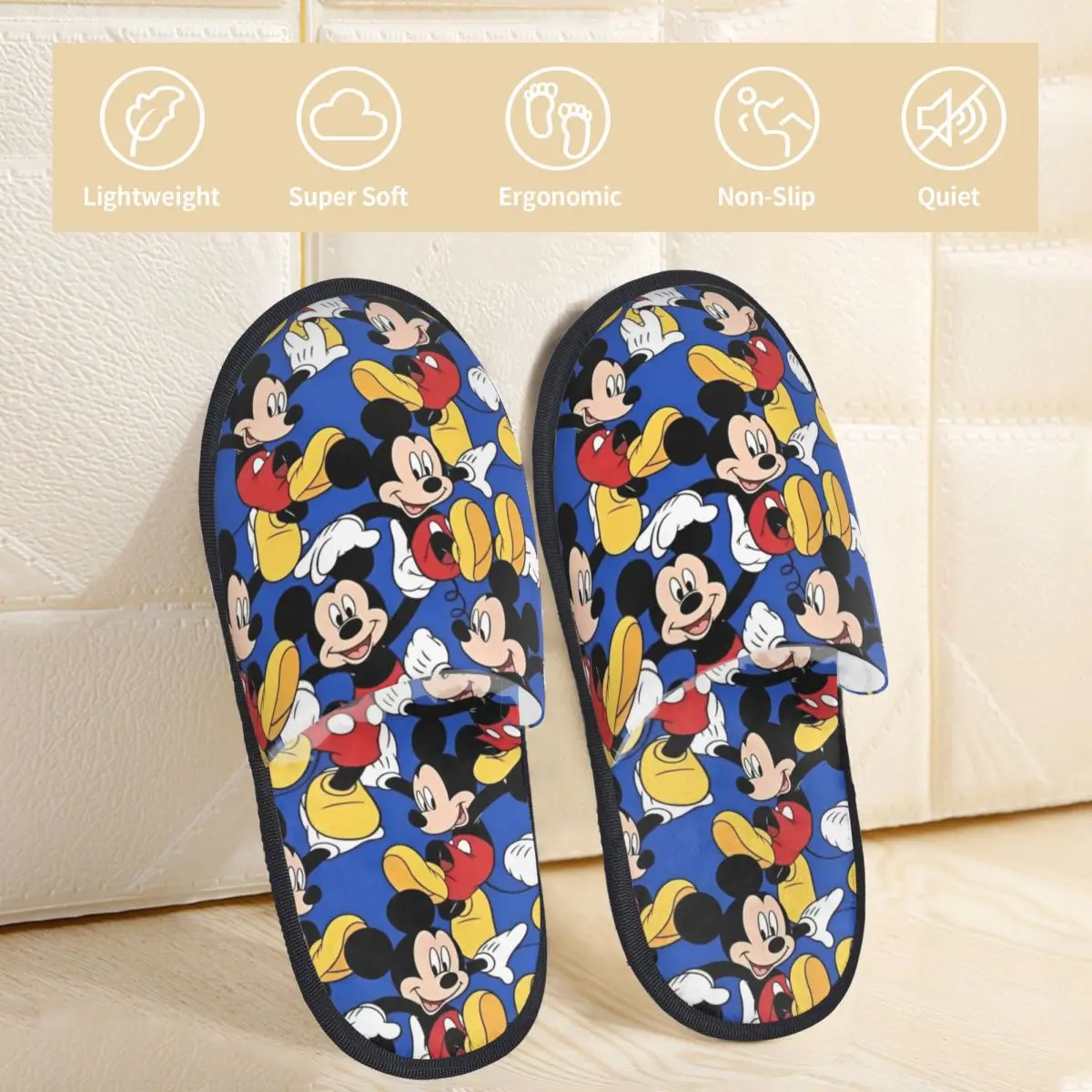 Mickey Mouse Indoor Slippers with Memory Foam Slipper Gift for Women Men House Shoes with Anti-Skid Sole