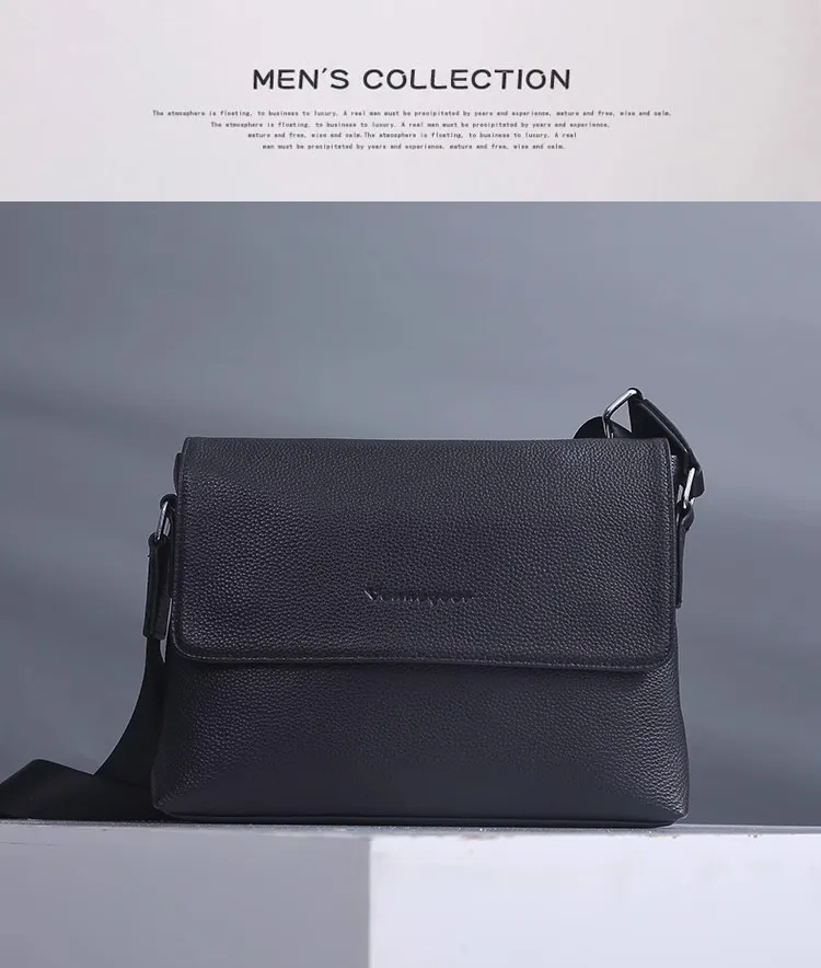

Men's Single-Shoulder Leather Small Bag, Crossbody Style, Business & Casual, Top-Grain Cowhide, Large Capacity, Commuting Use