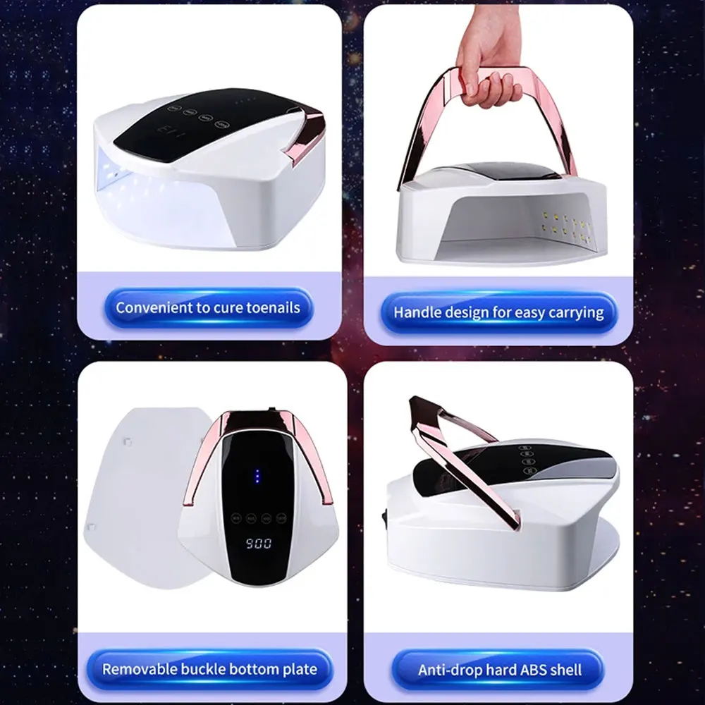 Professional Good Quality RED Light Rechargeable Cure Cordless High Power 96w Low Heat Model LED UV Lamp With Carry Handle