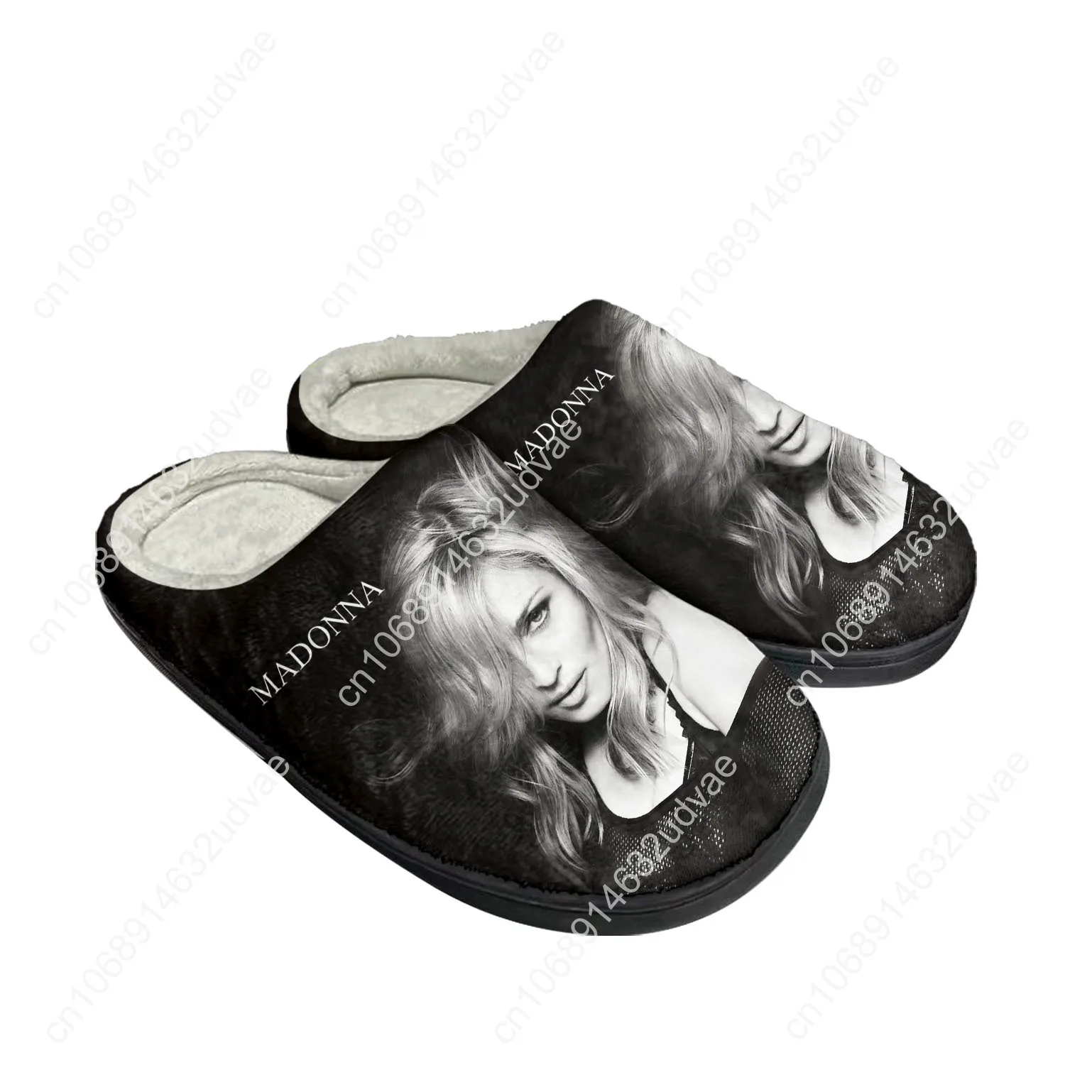 Madonna Pop Rock Singer Disco Home Cotton Custom Slippers Mens Womens Sandals Plush Bedroom Keep Warm Shoe Thermal Slipper Black