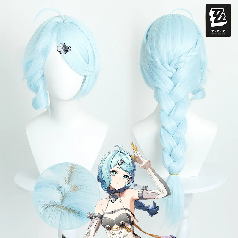 

Game Zenless Zone Zero Seed Cosplay Wig Blue Long Curly Braided Pigtail Hair Heat Resistant Synthetic Wigs Halloween Props