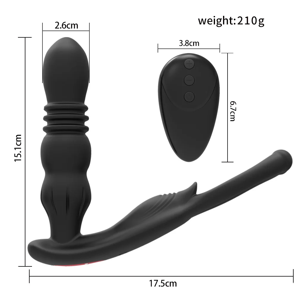 Silicone Anal Vibrator Thrusting Prostate Stimulator Massager Delay Ejaculation Lock Ring Anal Butt Plug Sex Toys Dildos for Men