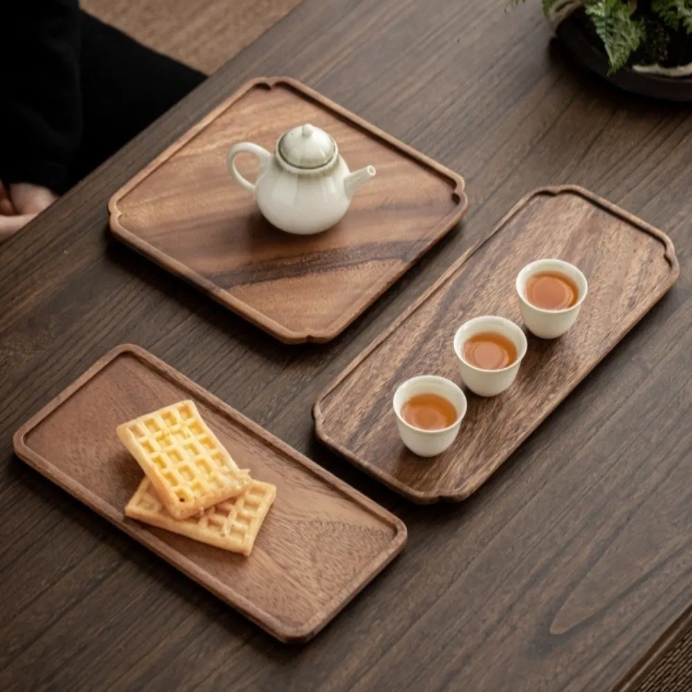 Creative Wooden Tea Tray Rectangular No Splicing Serving Tray Snack Fruit Tray Home Use