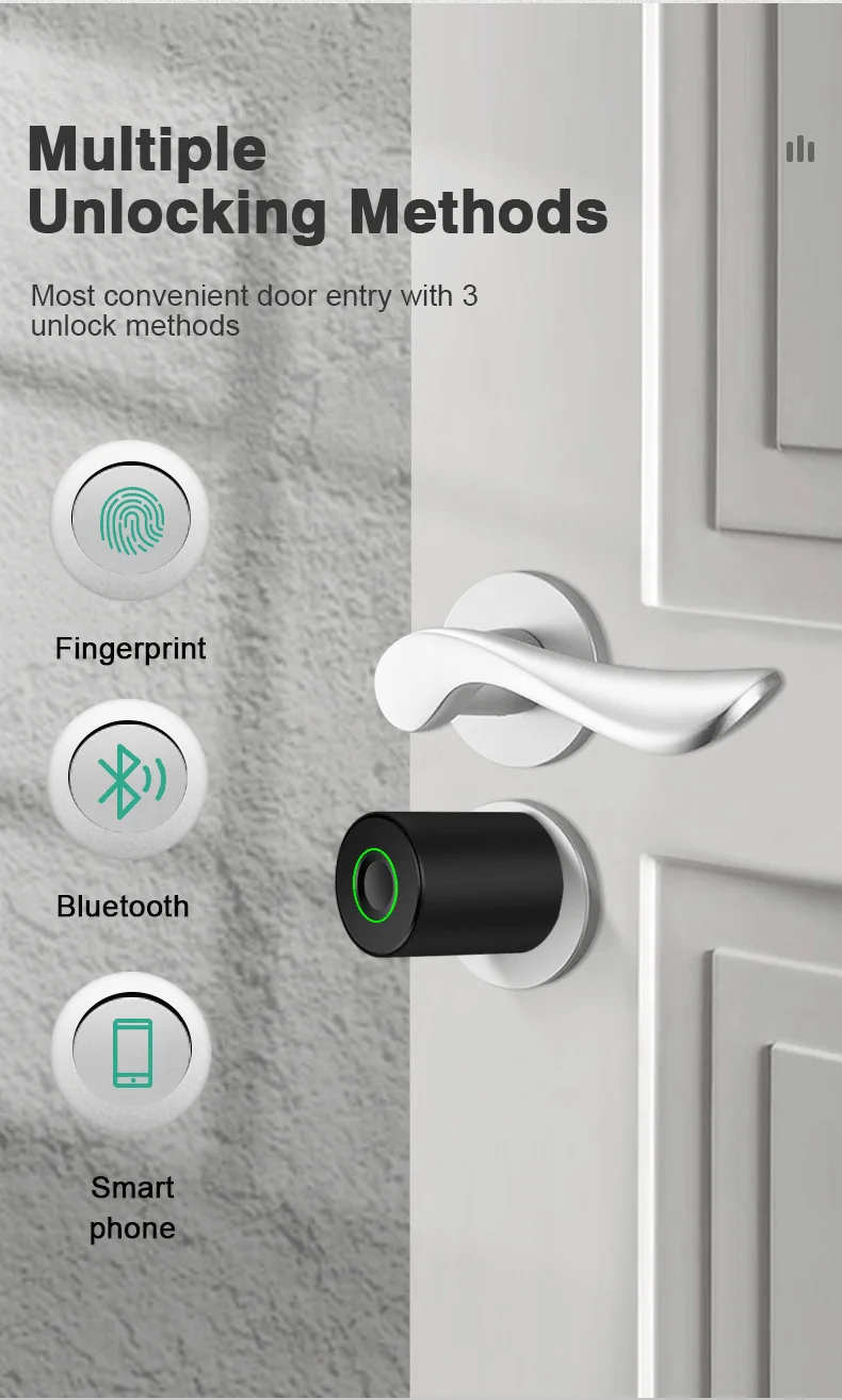 Tuya Bluetooth Fingerprint  Lock Adjustable Lock Cylinder Biometric Electronic Smart Door Lock Digital Keyless Home Lock