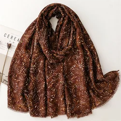 2026 Winter Vintage Polka Floral Fringe Viscose Shawls Scarf Lady High Quality Print Soft Pashmina Stole Muslim Hijab 180*90Cm