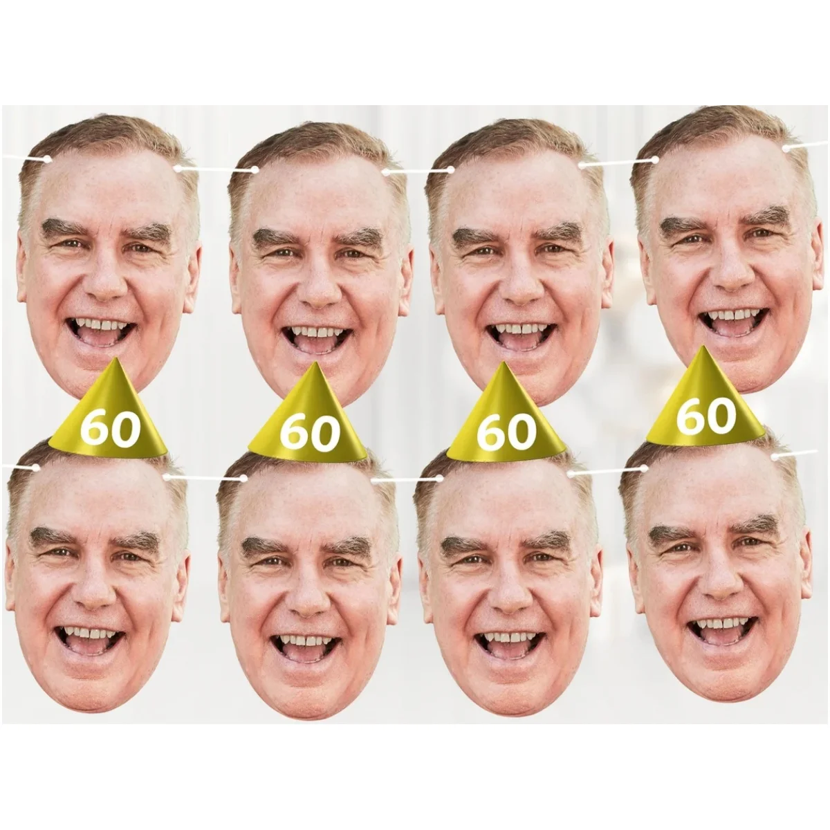 

Custom Photo Face Bunting Banner Cutout 60th Birthday Party Decorations Personalised 50th 65th 70th Parties Parents Grandad Gran