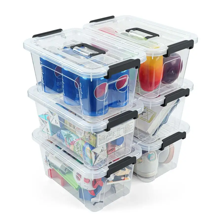 

Plastic Storage Bins with Lids 6 Pack Storage Organizer, 7 Quart Stackable Storage Bins with BuckleUp Latches and Handle Storag