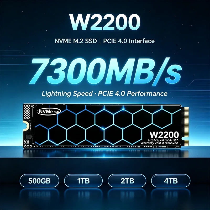 Desktop Laptop Launch Games in Seconds W2200 NVMe SSD 7300MB/s PCIe 4.0 M.2 2280 4TB Internal Drive High Speed Storage