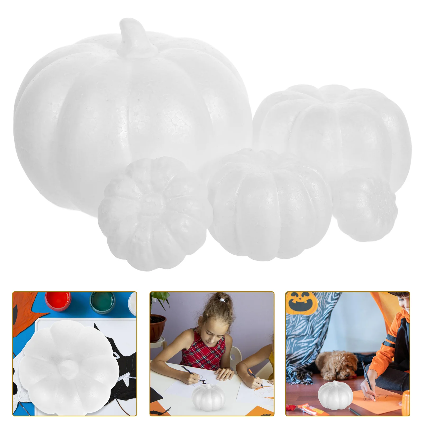 5 Pcs/Set Children’s Toys White Pumpkin Painted Accessories Kid Model Handmade Hands-on Ability Traning