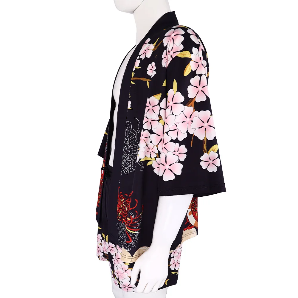 Japanese Cat Print Kimono Adult Yukata Samurai Kimonos Shirt Clothing Traditional Haori for Men Women Harajuku Cardigan Costume