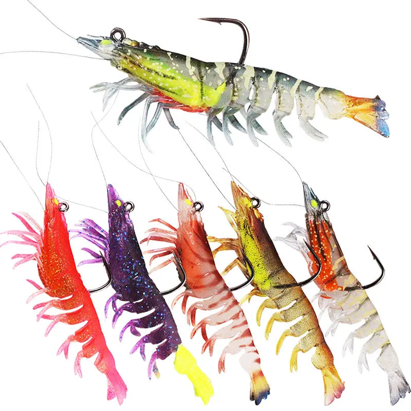 Lead Covered Shrimp Luya Soft Bait Soft Shrimp Bait Glow-In-The-Dark Large Shrimp Bait Bait Warped Mouth Blackfish With Hook Bai