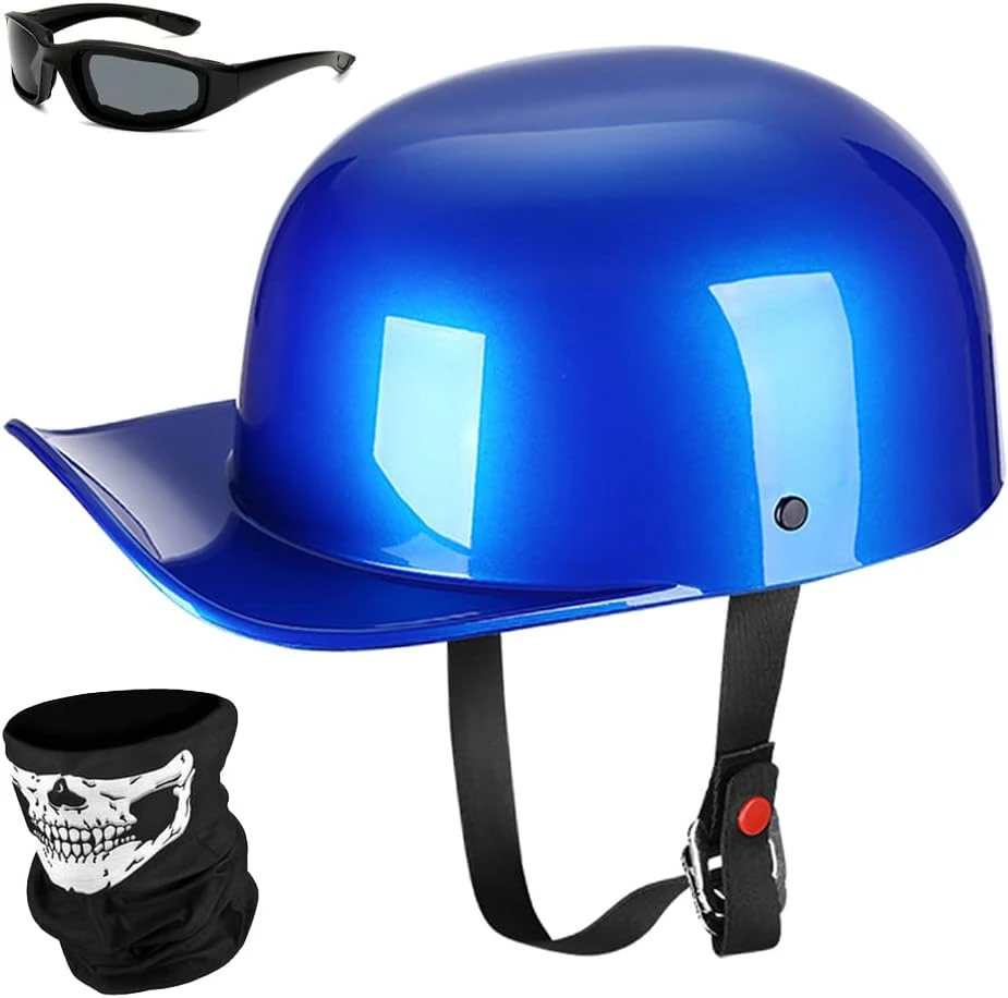 

Baseball Motorcycle Helmet Half for Bike Cruiser Chopper Moped Scooter- Dot Approved