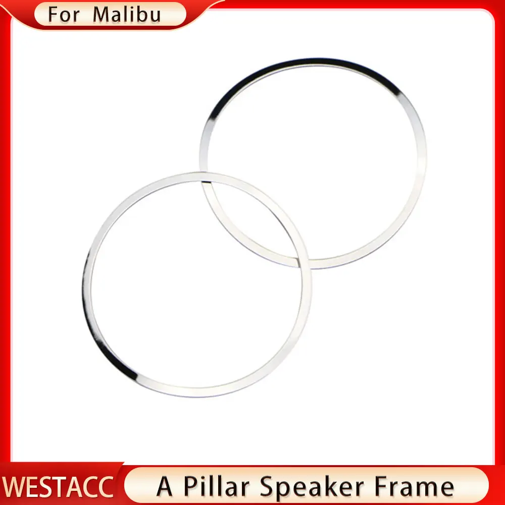 2Pcs Stainless Steel Car A Pillar Speaker Circle Trim Cover Decoration Sticker for Chevrolet Chevy Malibu 2012-2015 Accessories