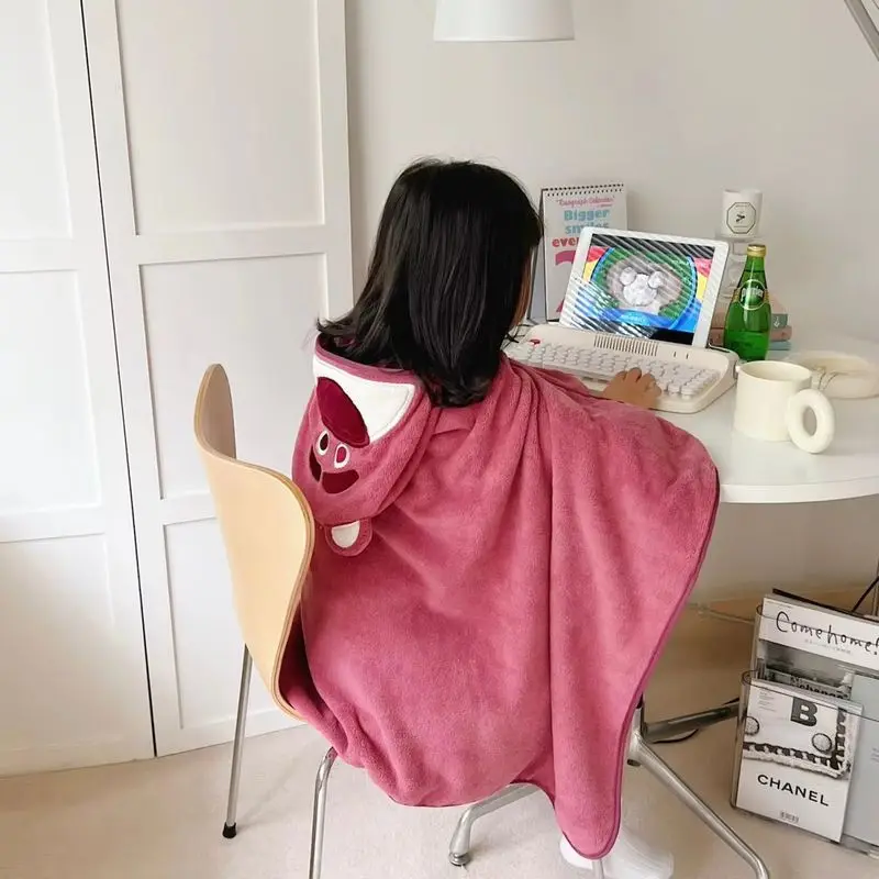 منشفة حمام بغطاء للرأس كرتونية ناعمة ومريحة من الصوف المرجاني تمتص الماء سريع الجفاف السفر السلع المنزلية الهدايا العملية