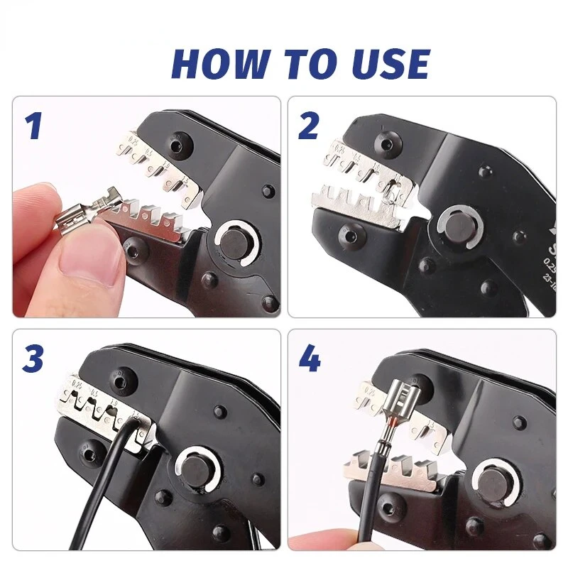 Ratcheting Crimping Tool 9 PCS Set For Dupont JST MOLEX Open Barrel,Non-Insulated,Terminals Butt,Solar Coax Connectors SN-58B