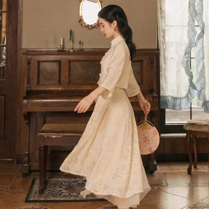 فساتين جديدة على الطراز الصيني أنيقة تحسين تشيباو شيونغسام الوقوف طوق فيستدوس كشكش خمر المرأة مثير تشيباوس فساتين ضئيلة #5