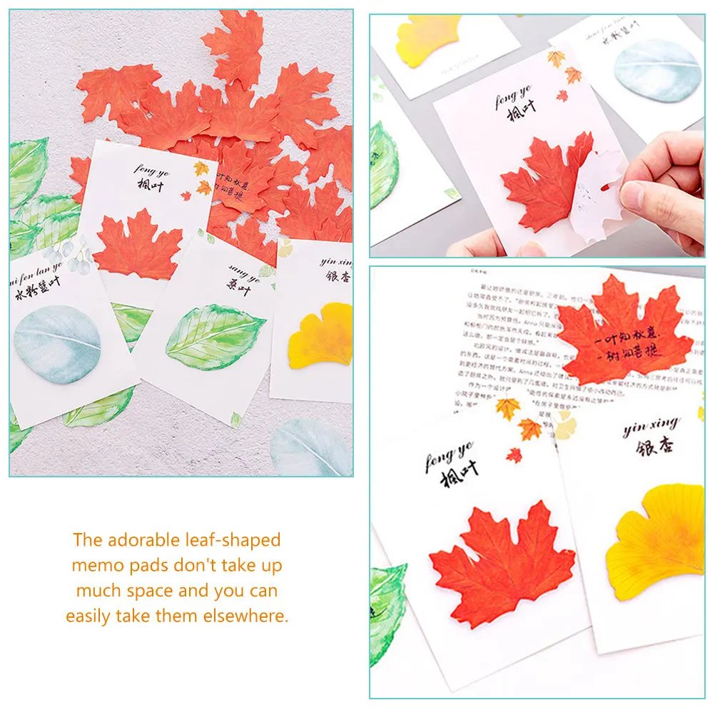

4Pcs Adorable Maple Leaf Memo Pads Self Adhesive Sticky Memo Stickers Multipurpose Office Supplies School Stationery Leaf