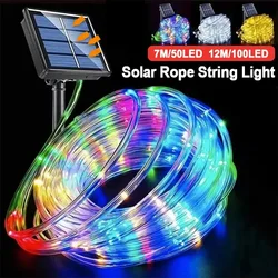 LED Solar String Lights Garden Waterproof Tube Rope Lamp Christmas Garland Fairy Lights For Outdoor Holiday Home Decoration
