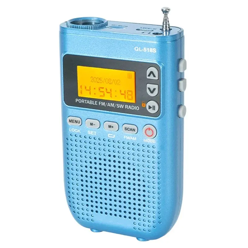 

FEDI-FM AM SW Radio Mini Portable Wireless Bluetooth Digital Radio Speaker LED Flashlight Sleep Timer TF Card Support