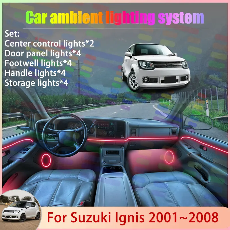 For Suzuki Ignis MF MK2 2017~2026 2018 2019 2020 2/18 in 1 Car Atmosphere Light Lamp RGB Shade Ensemble Streamer Atmosphere Set